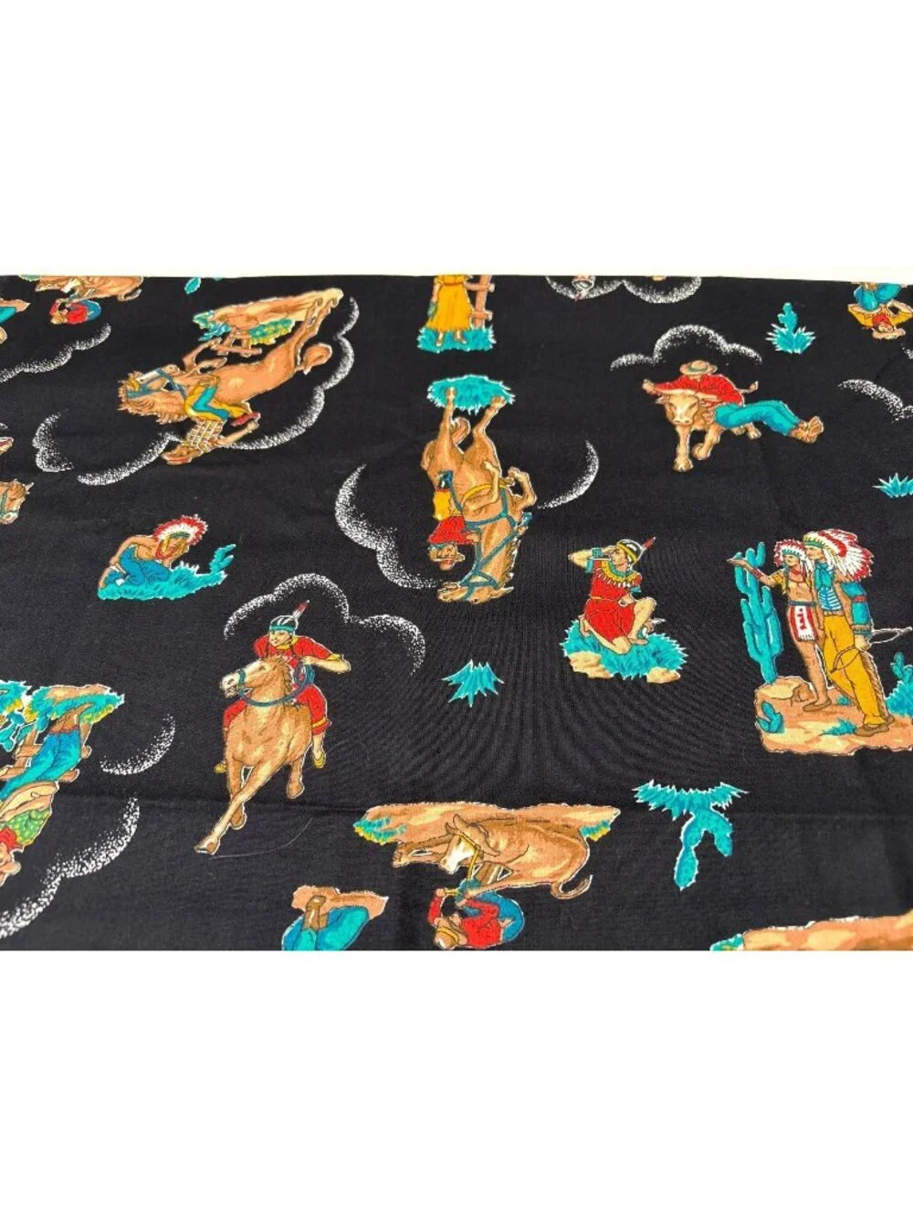 Cowboy & Native American Themed Cotton Fabric 1/2 yard x 44
